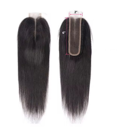 Closure 2x6, Raw Vietnamese Hair, Natural Black Color, Bonestraight
